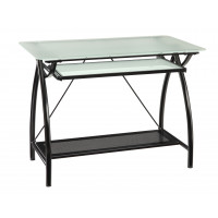 OSP Home Furnishings NWP25-BK Newport Computer Desk with Black Powder Coated Steel Frame